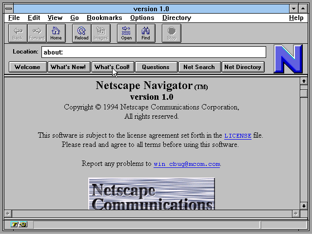Netscape 1.0 - About